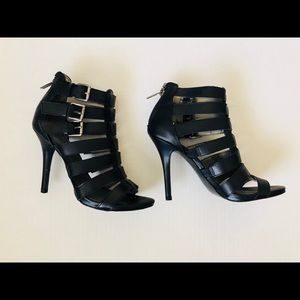 High heel black sandals
